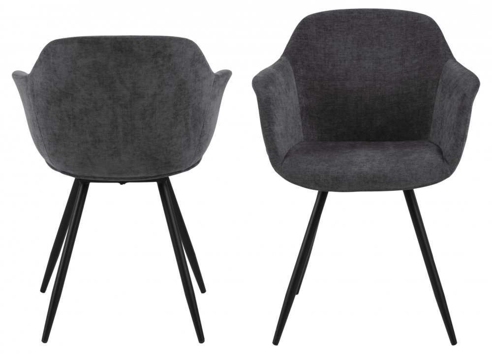 Design Scandinavia Jedálenská stolička s opierkami Noella, textil, tmavo šedá